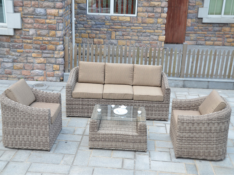 Rattan kanapé szett, 4pcs alumínium kanapé szett YQR-418-2